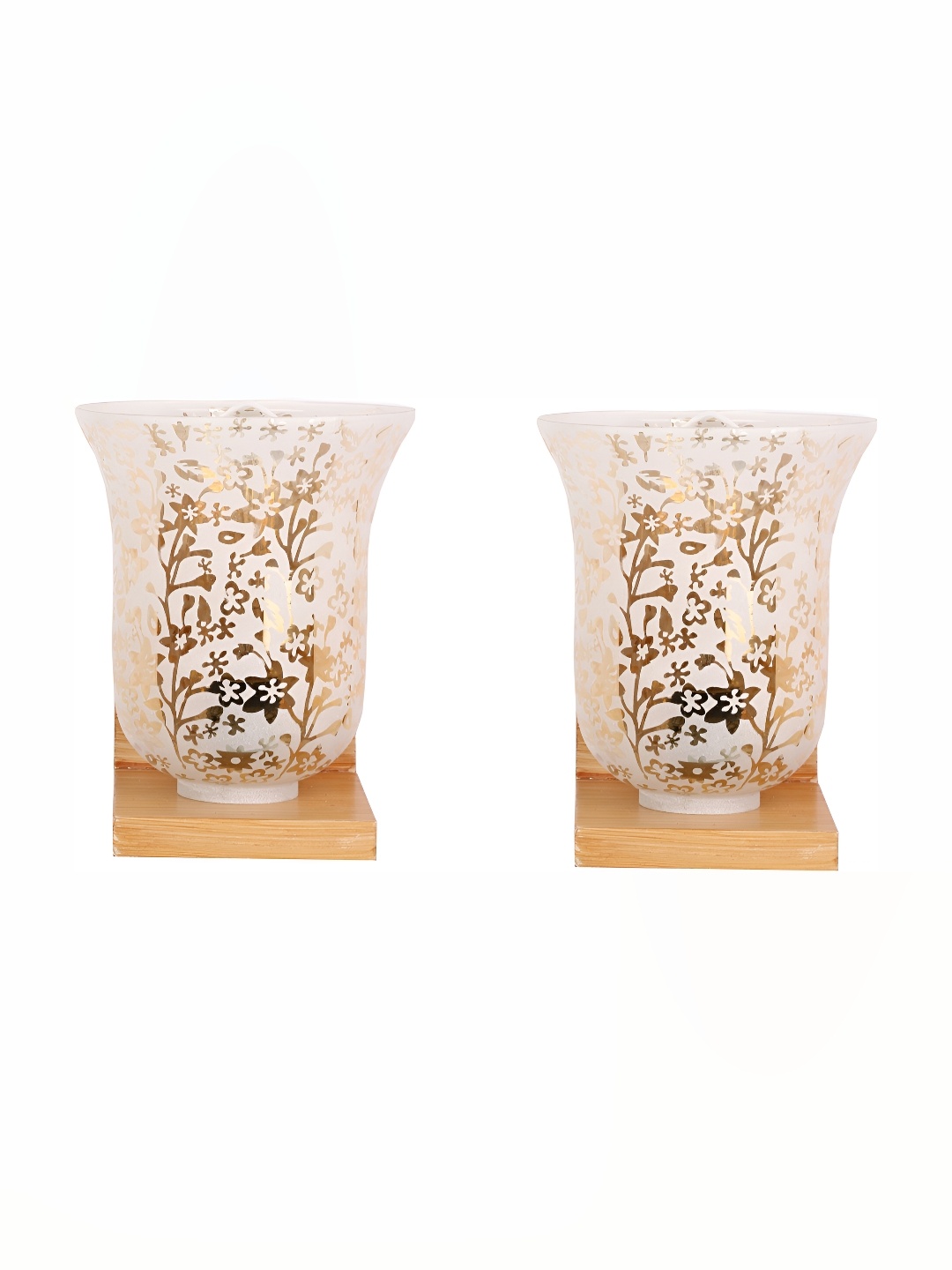 

Afast Brown & White 2 Pieces Printed Contemporary Glass Wall Lamps