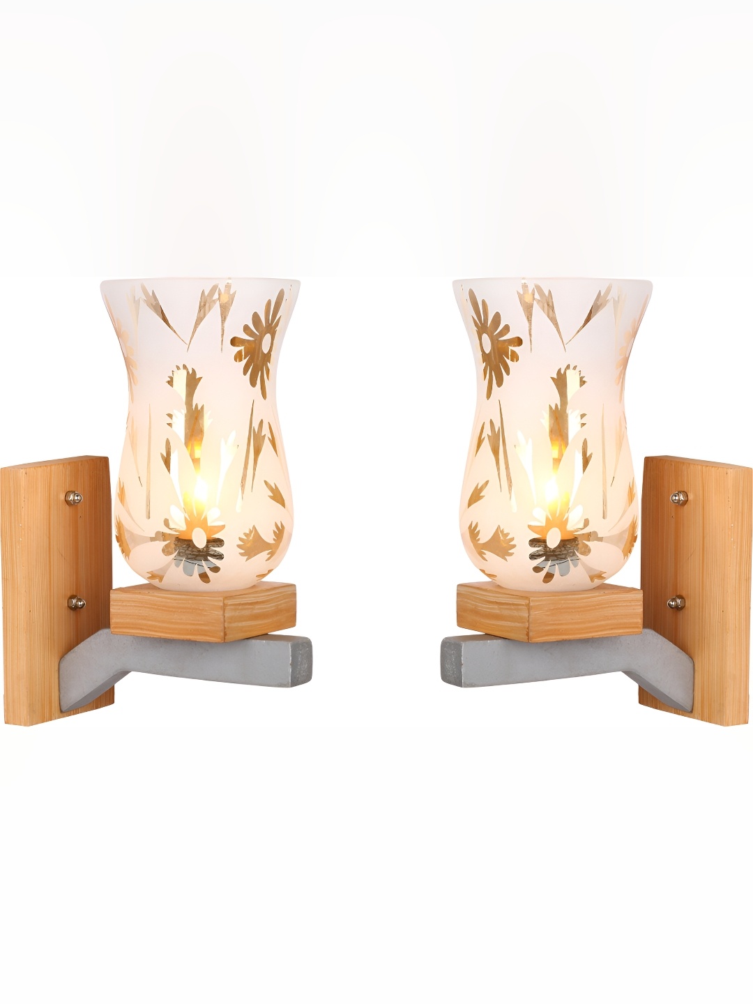 

Afast White & Gold-Toned Abstract Shaped Glass Wall Lamp