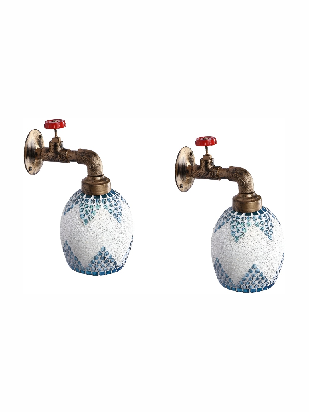 

Afast White & Blue 2 Pieces Textured Cylindrical Glass Wall Lamps