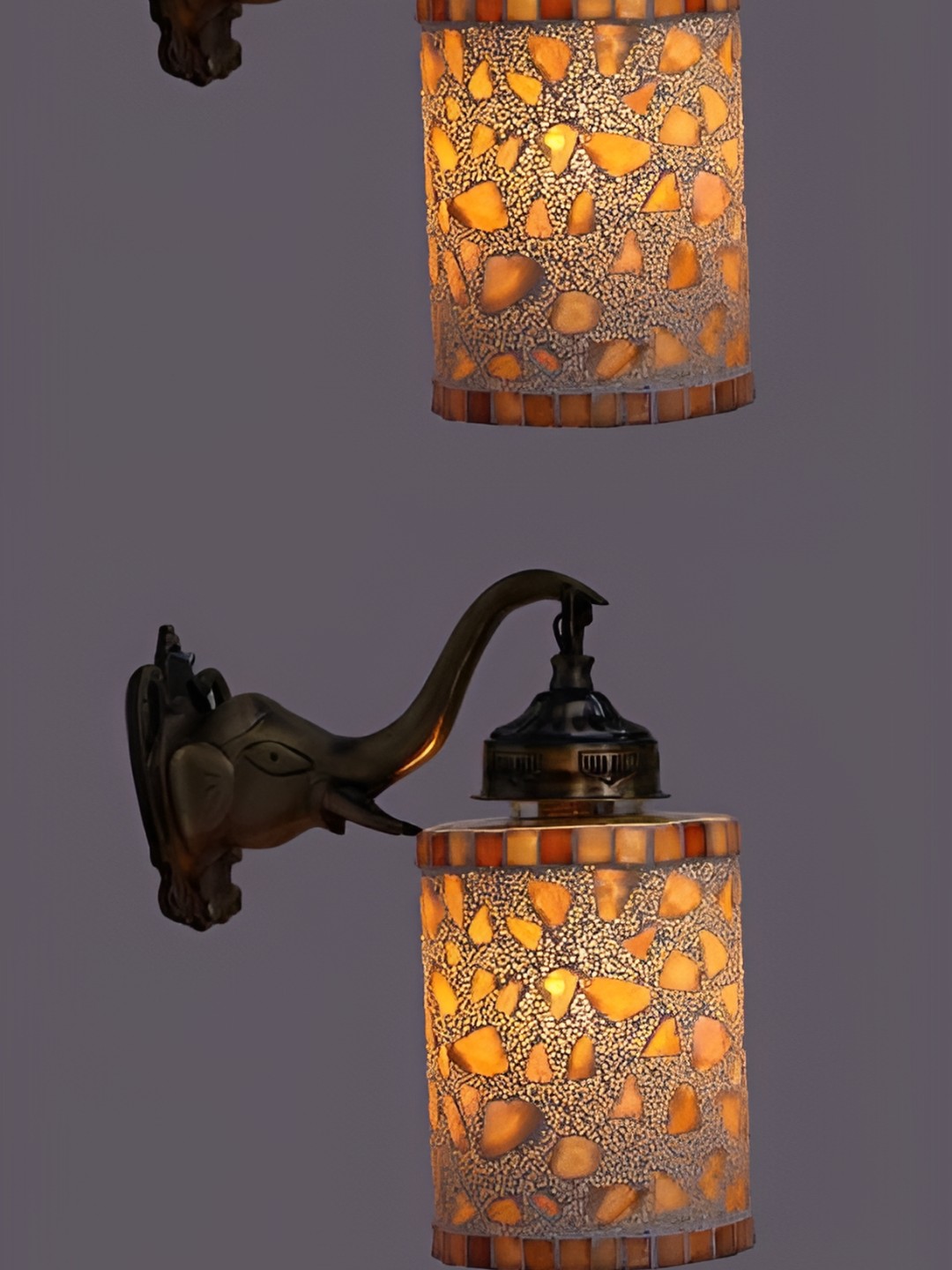 

Afast White & Gold Toned 2 Pieces Textured Contemporary Glass Wall Lamps