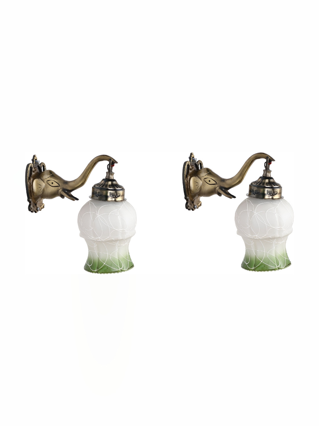 

Afast White & Green 2pcs Textured Glass Wall Lamp