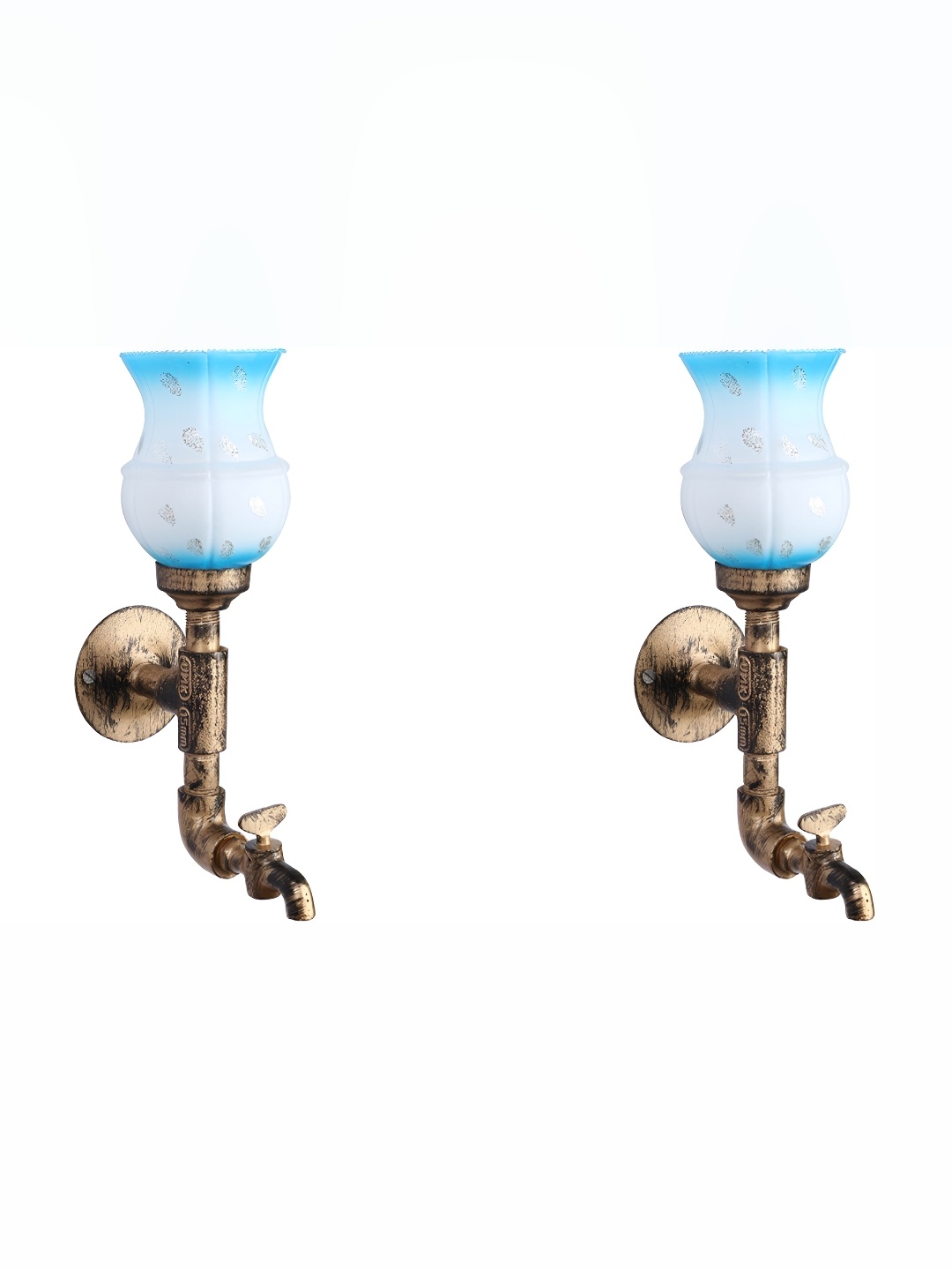 

Afast Blue 2 Pieces Glass Wall Lamps, Red