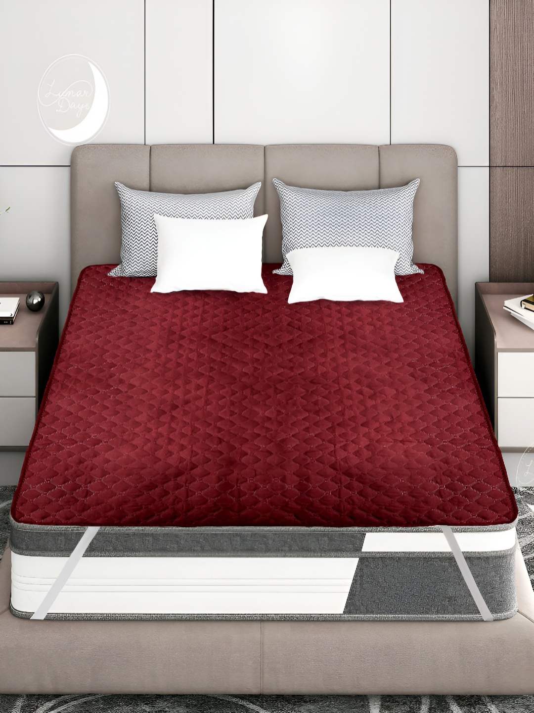 

Lunar Days Red Quilted Breathable King Size Mattress Protector