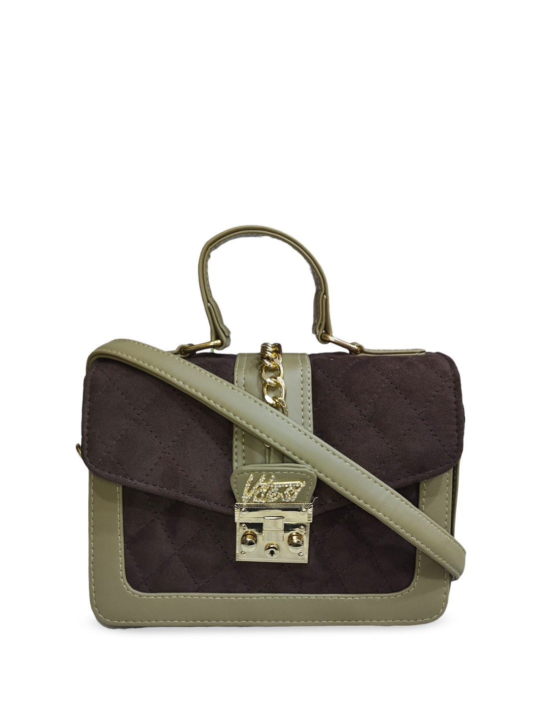 

Vdesi Quilted Belt Satchel Flip Bag, Grey