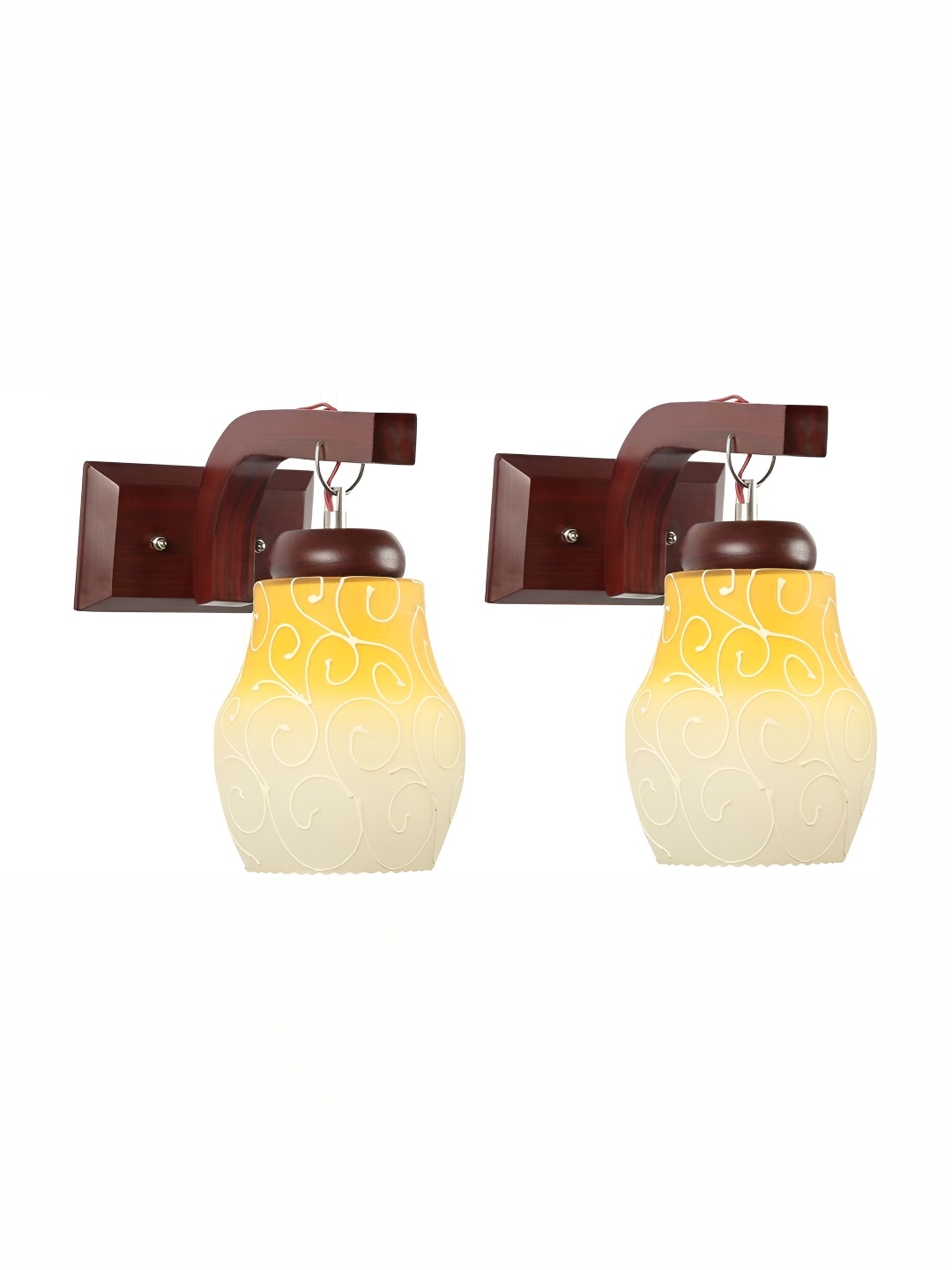 

Afast Yellow 2 Pcs Glass Textured Wall Lamps