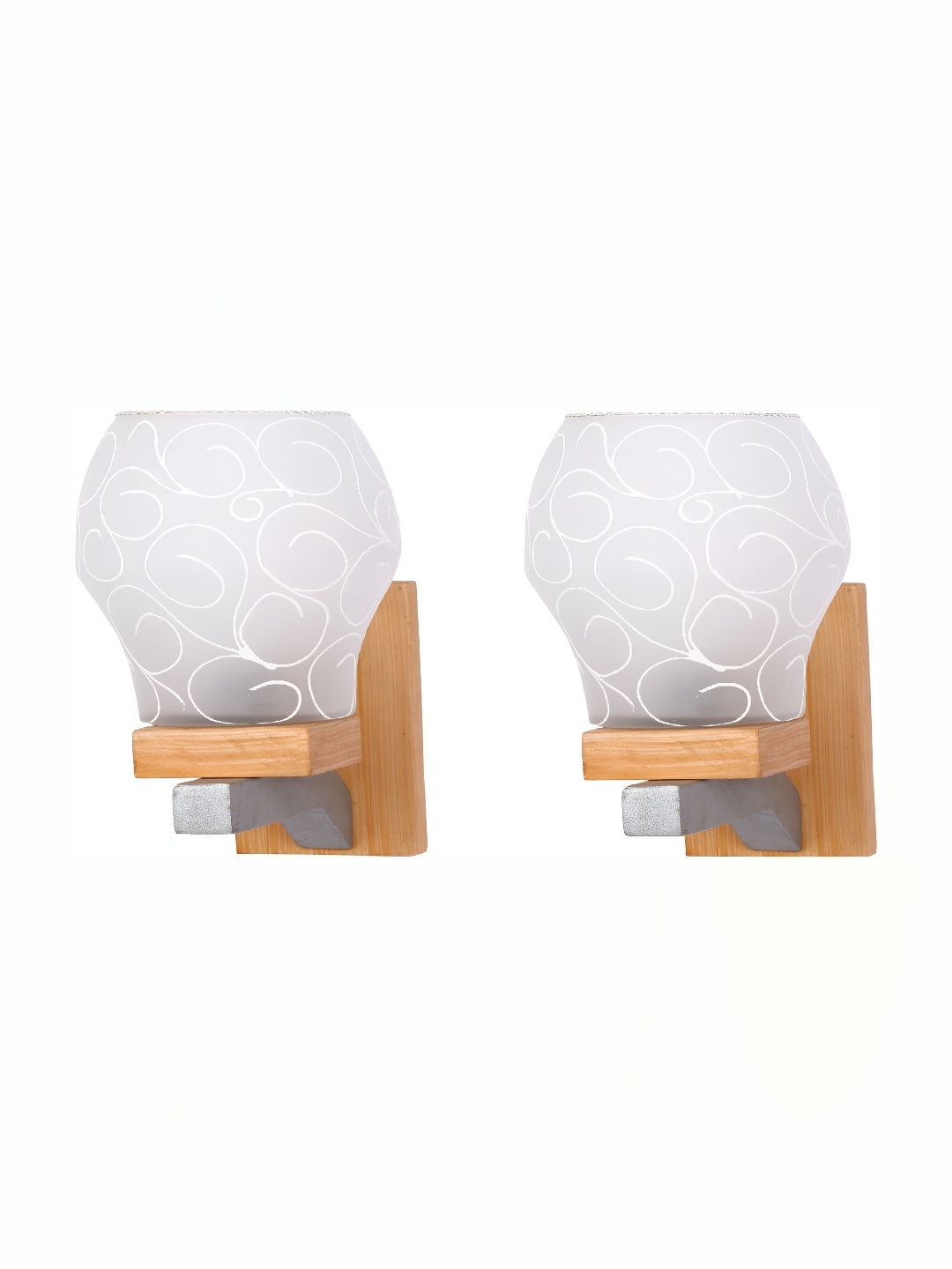 

Afast Grey & Brown 2 Pieces Printed Abstract Shaped Glass Wall Lamps