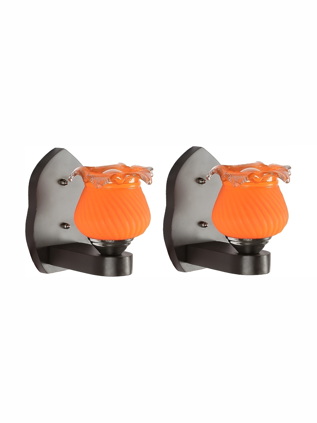 

Afast Orange & Black 2 Pieces Textured Abstract Shaped Glass Wall Lamp