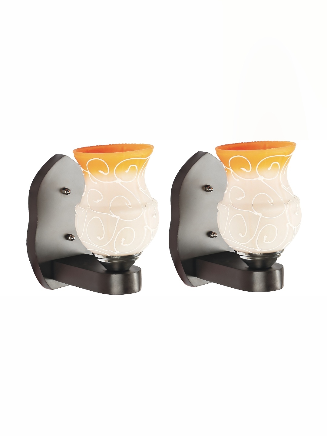 

Afast White & Orange 2 Pieces Printed Abstract Shaped Glass Wall Lamps
