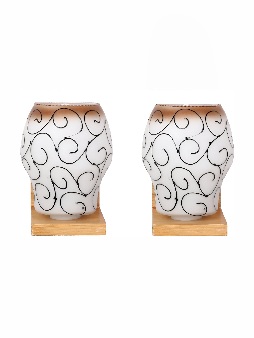 

Afast White & Brown 2 Pieces Printed Abstract Shaped Glass Wall Lamps