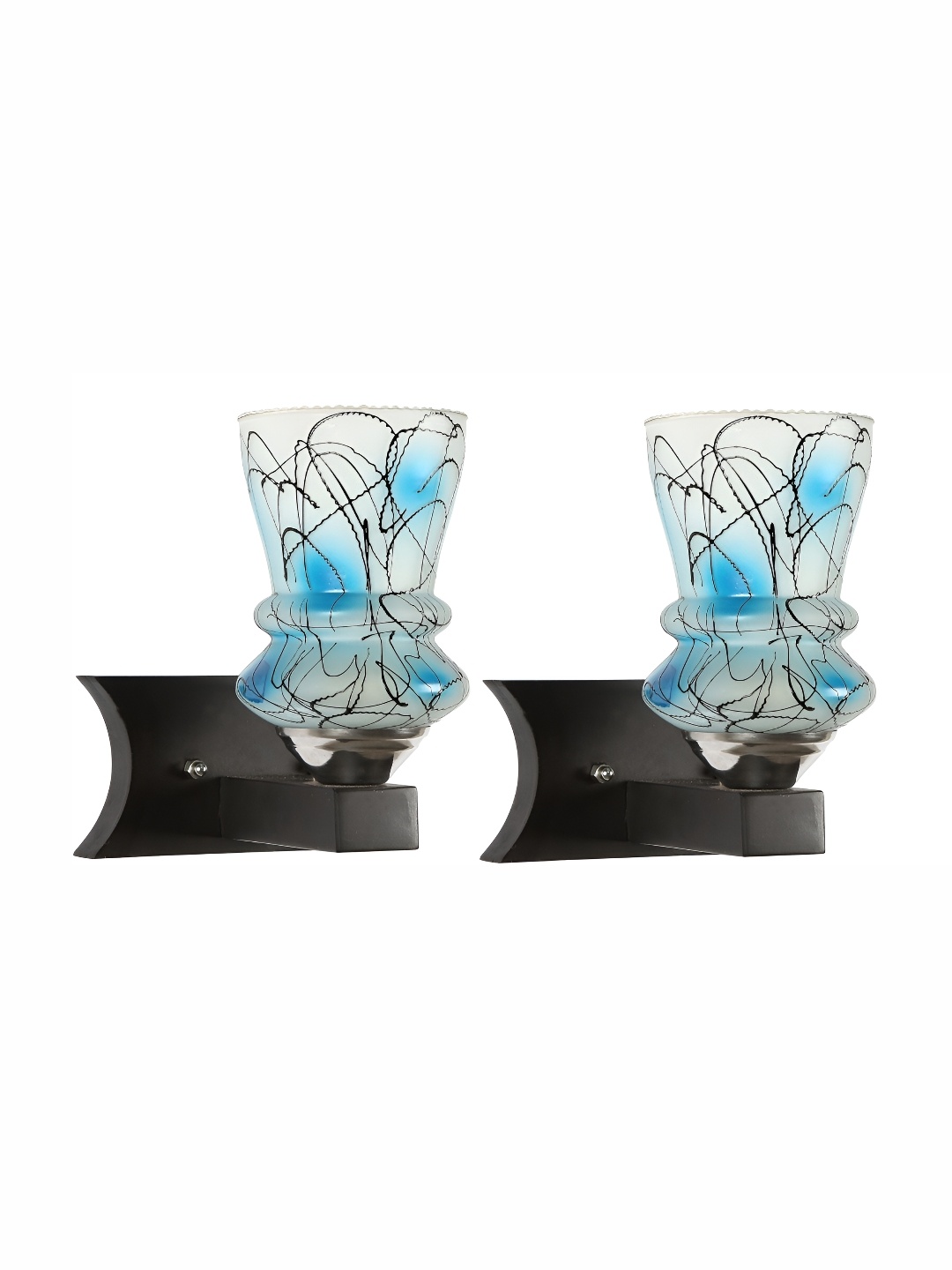 

Afast White & Blue 2 Pieces Printed Abstract Shaped Glass Wall Lamp