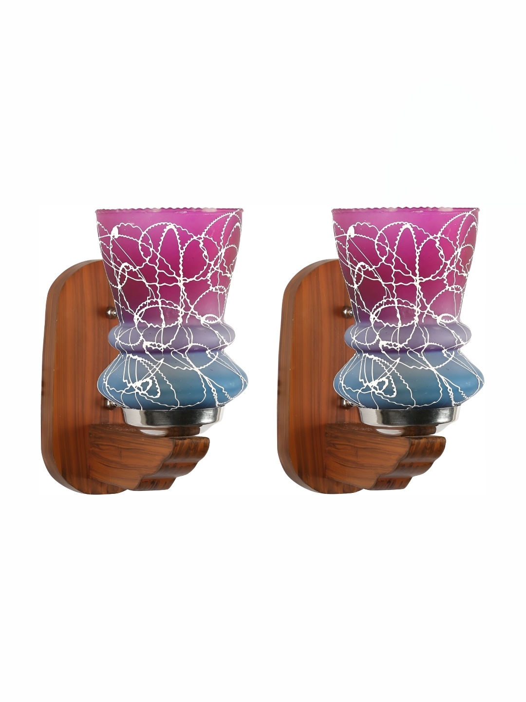 

Afast Purple & Blue 2 Pieces Printed Abstract Shaped Glass Wall Lamp