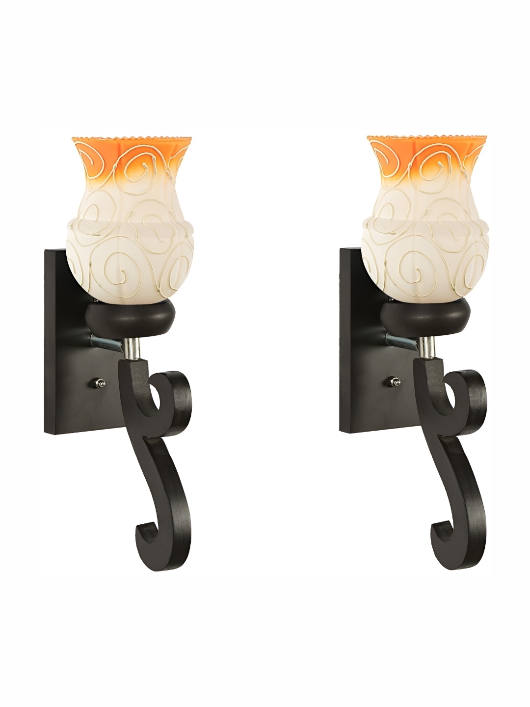 

Afast Cream & Orange 2 Pieces Textured Glass Wall Lamp
