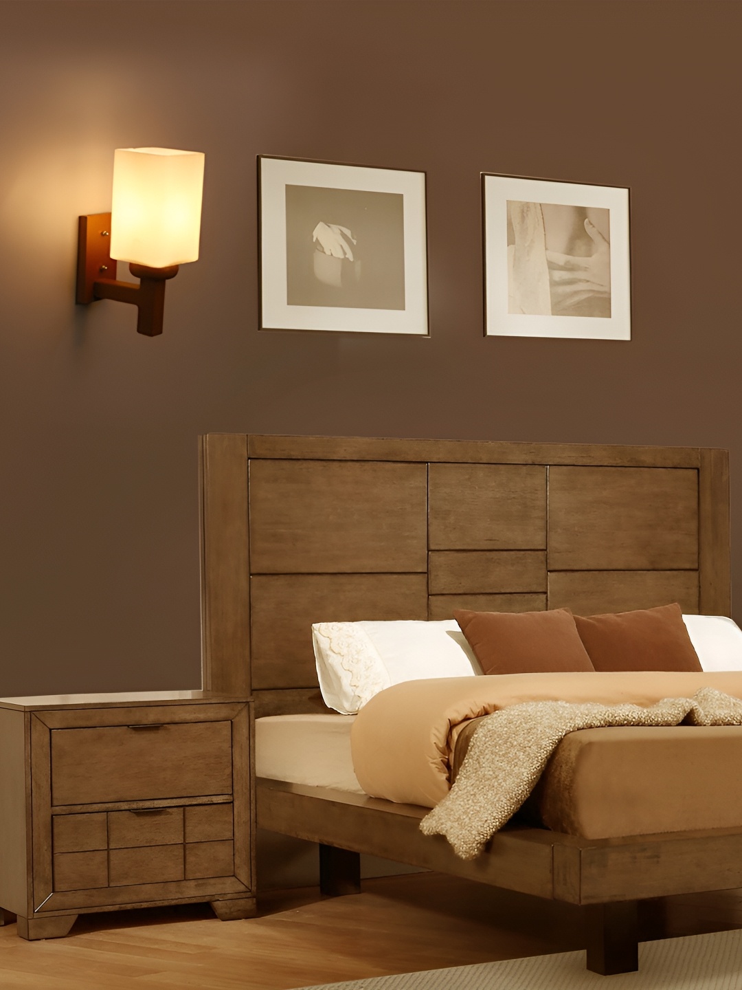 

Afast White & Brown Rectangle Shaped Glass Wall Lamp