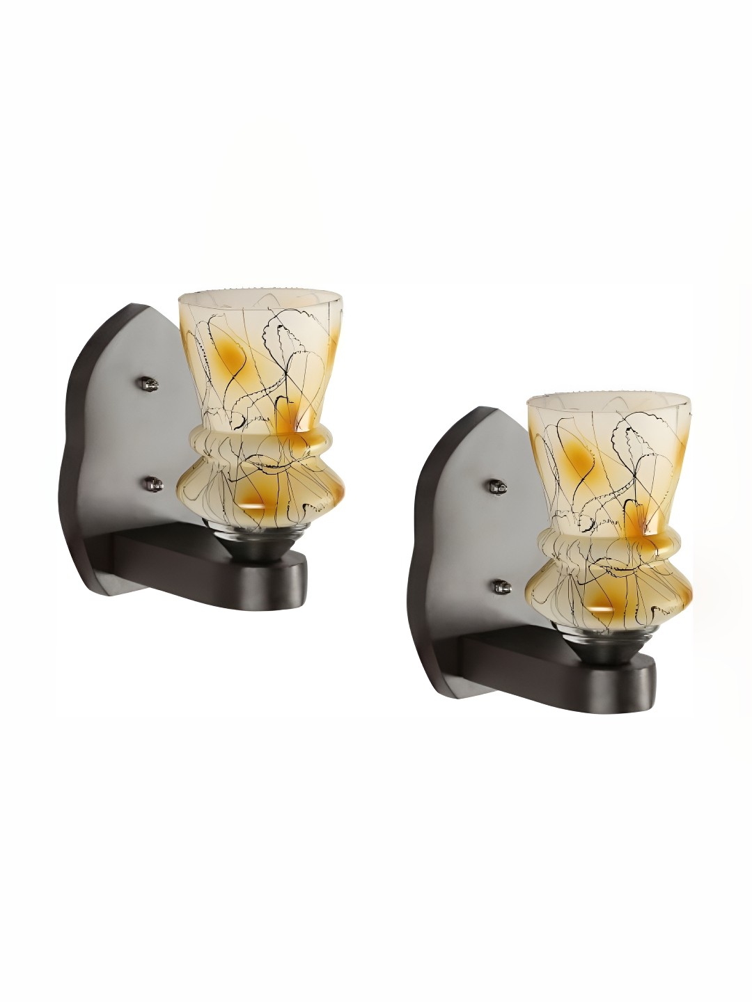 

Afast Cream & Brown 2 Pieces Textured Bell Glass Wall Lamps