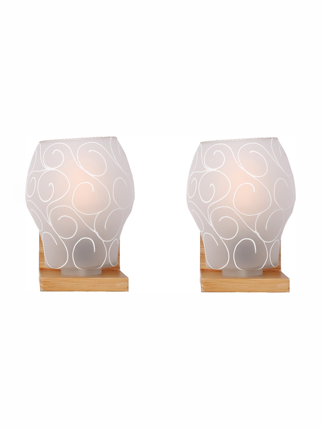 

Afast Brown & White 2 Pieces Printed Contemporary Glass Wall Lamps