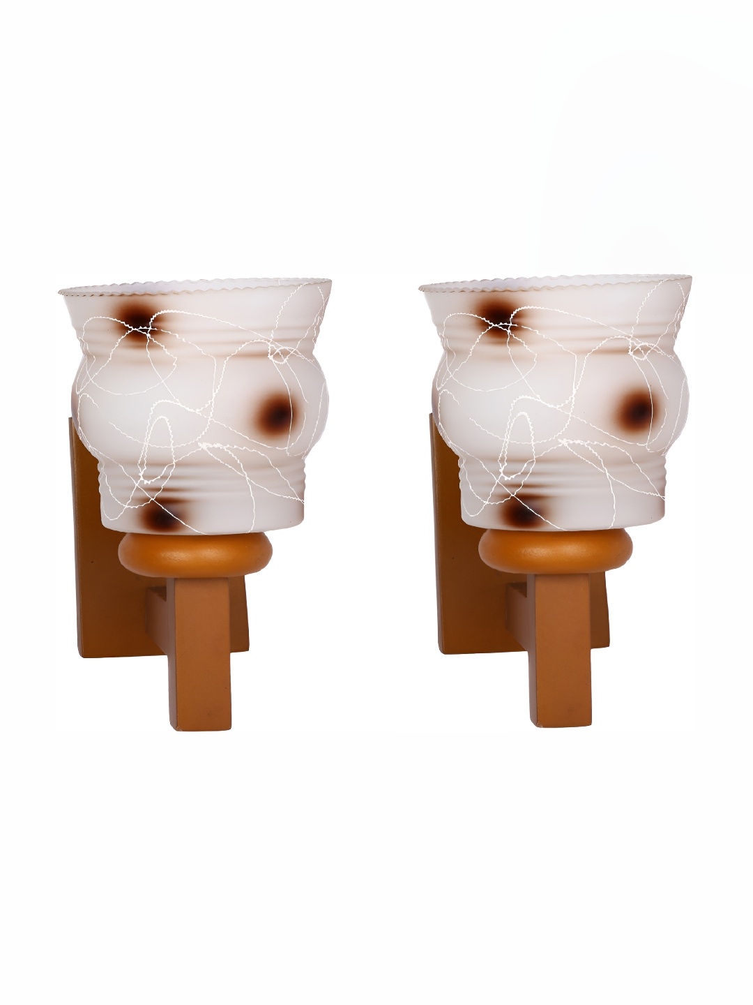

Afast Grey & Brown 2 Pieces Printed Abstract Shaped Glass Wall Lamps