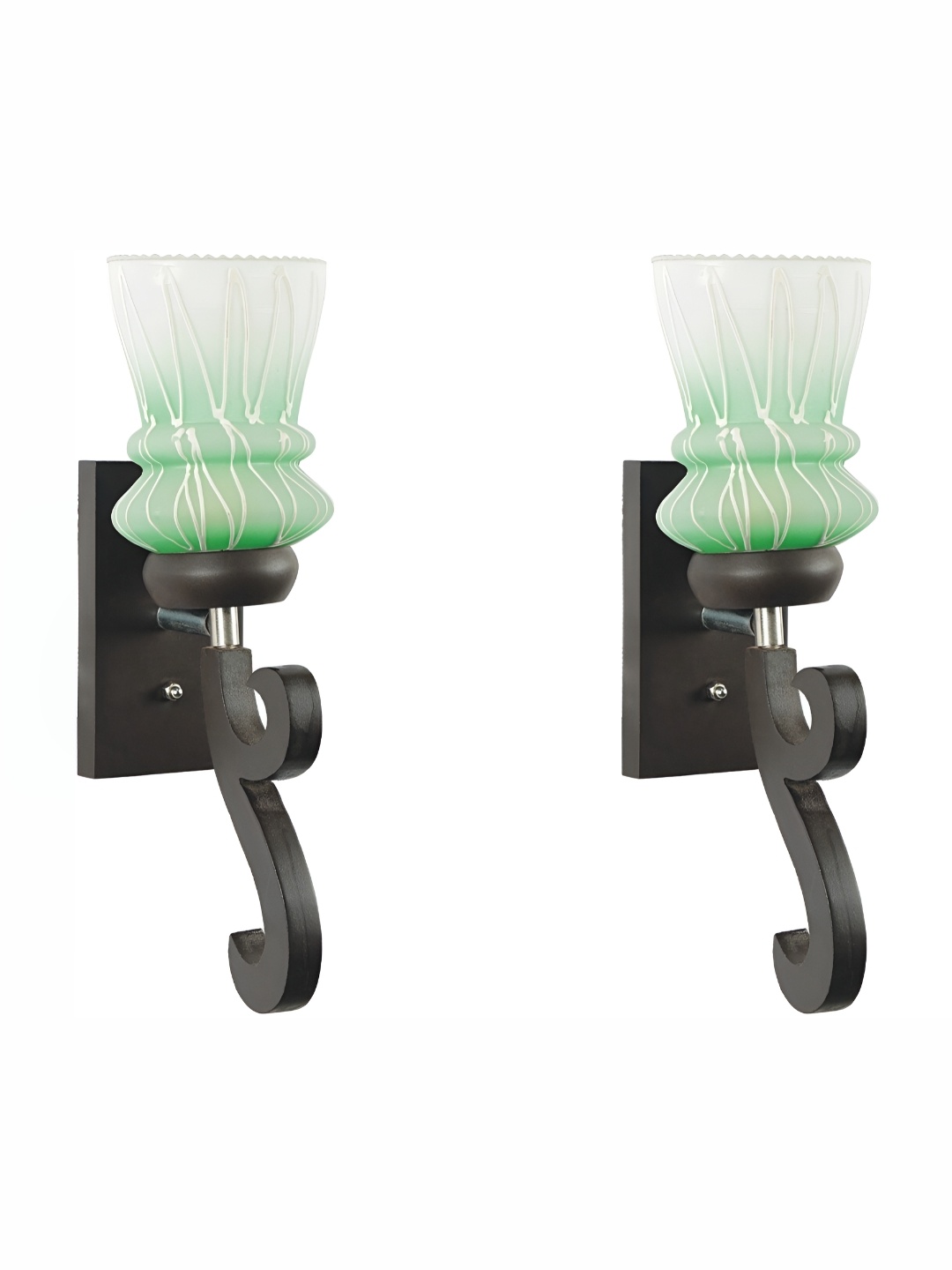 

Afast White & Green Printed Frustum Shaped Wooden Wall Lamp