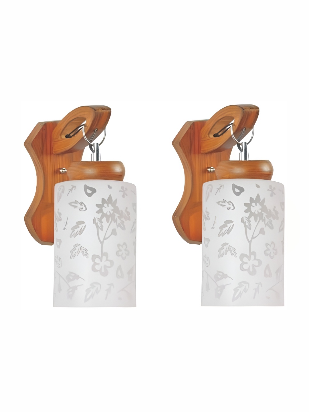 

Afast White & Brown 2 Pieces Printed Cylindrical Shaped Glass Wall Lamp