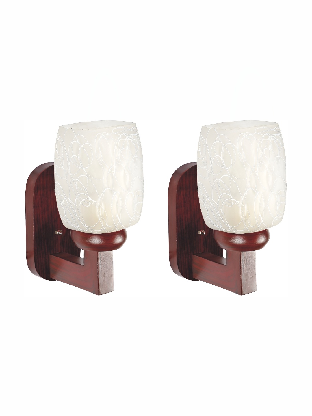 

Afast White & Brown 2 Pieces Printed Contemporary Glass Wall Lamps