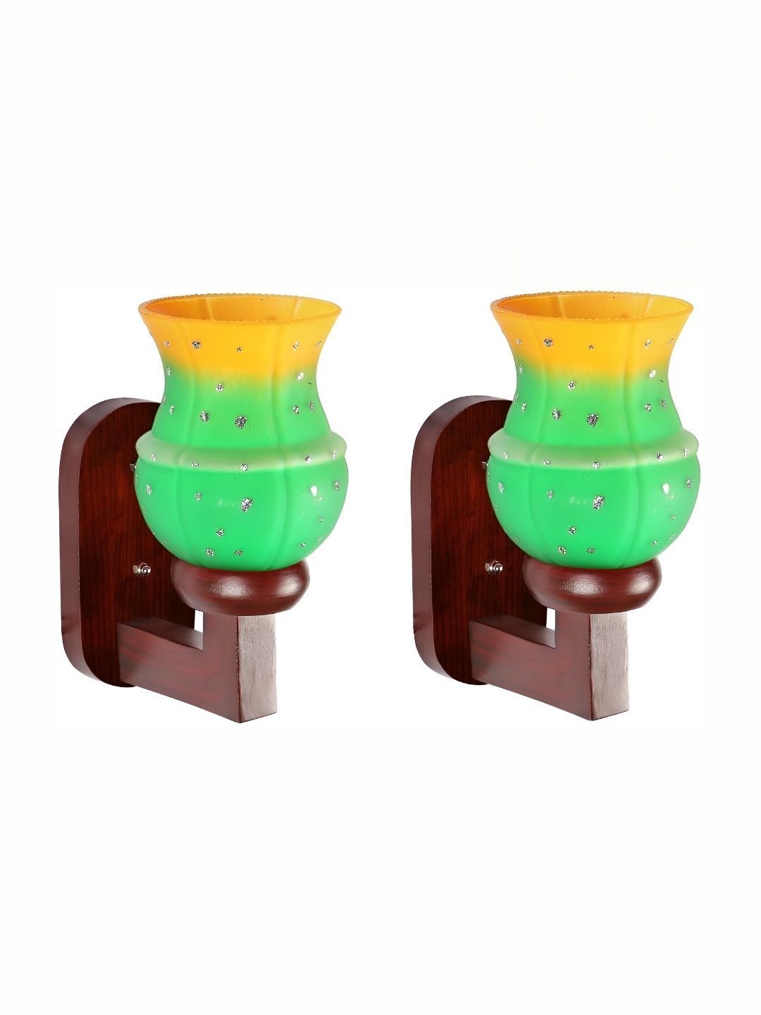 

Afast Brown & Green 2 Pieces Printed Contemporary Glass Wall Lamps