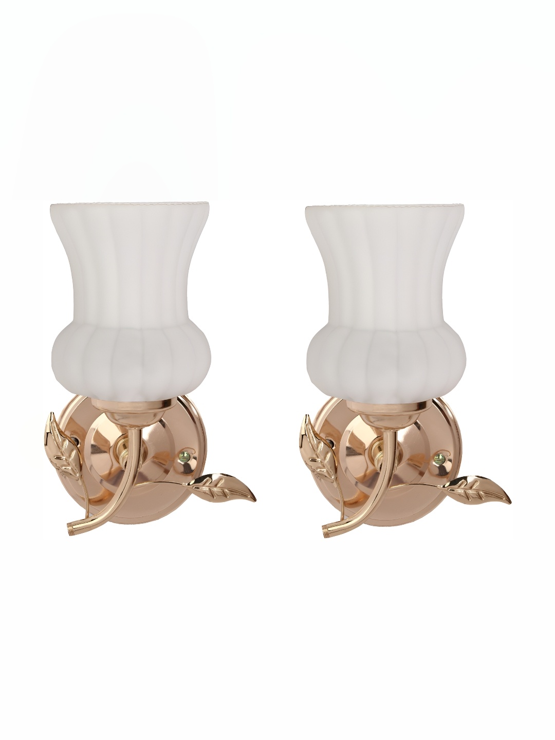 

Afast White & Gold Toned 2 Pieces Textured Abstract Shaped Glass Wall Lamps