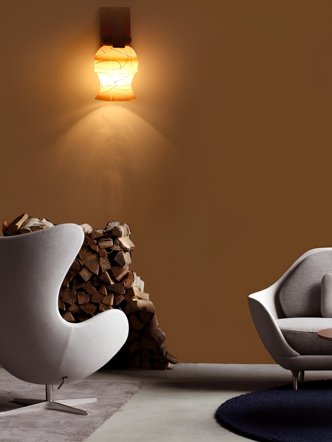 

Afast White & Brown Printed Bell Shaped Glass Wall Lamp