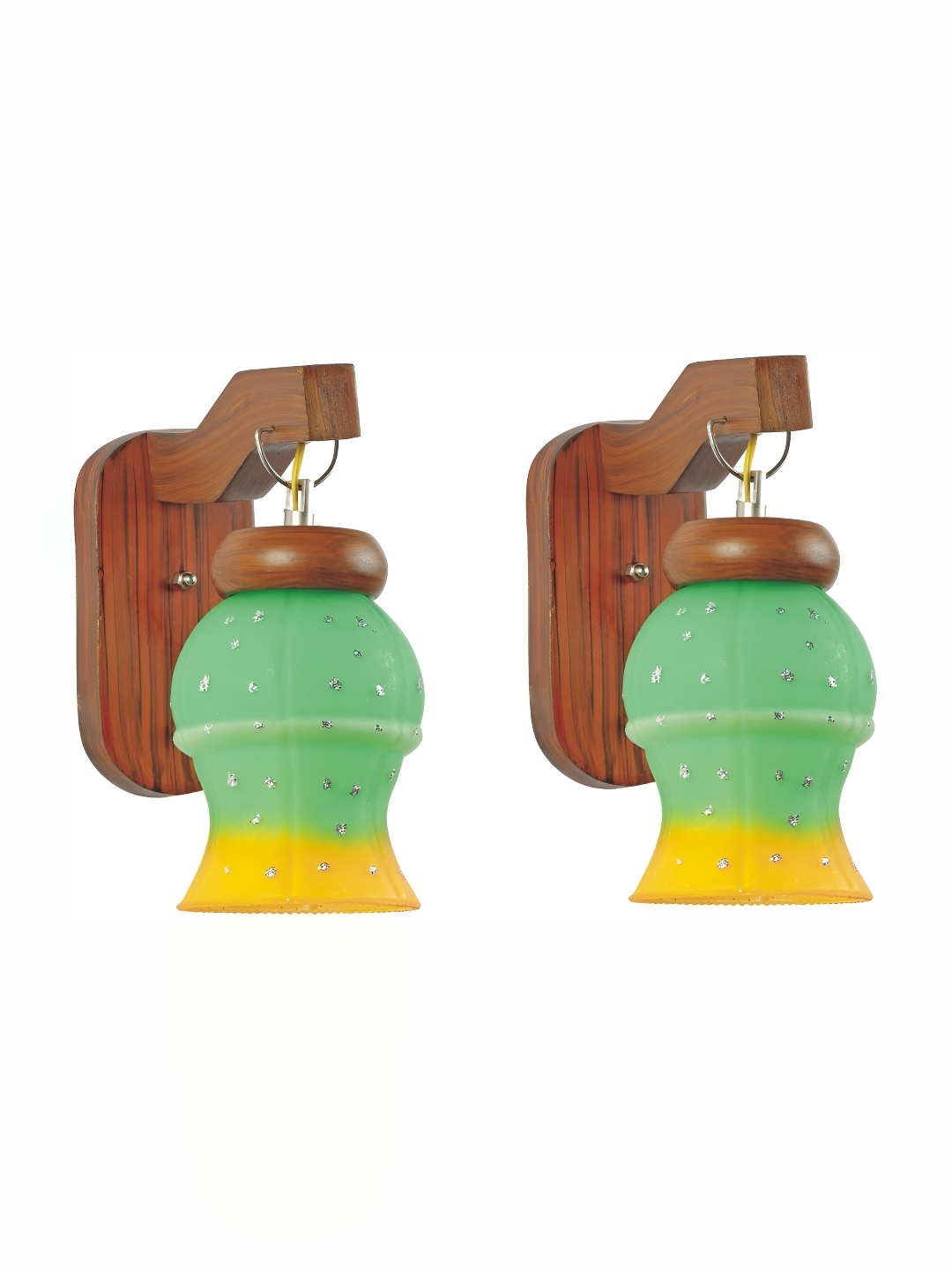 

Afast Green & Brown 2 Pieces Printed Bell Shaped Glass Wall Lamp