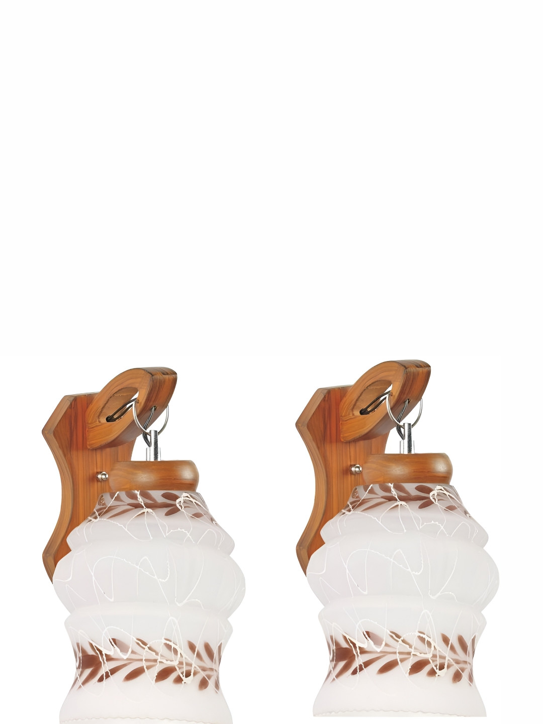 

Afast Brown & White 2 Pieces Printed Contemporary Glass Wall Lamps