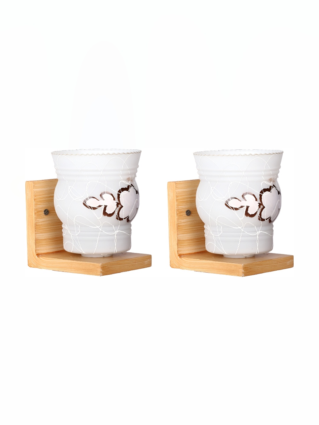 

Afast White & Brown 2 Pcs Printed Contemporary Glass Wall Lamp