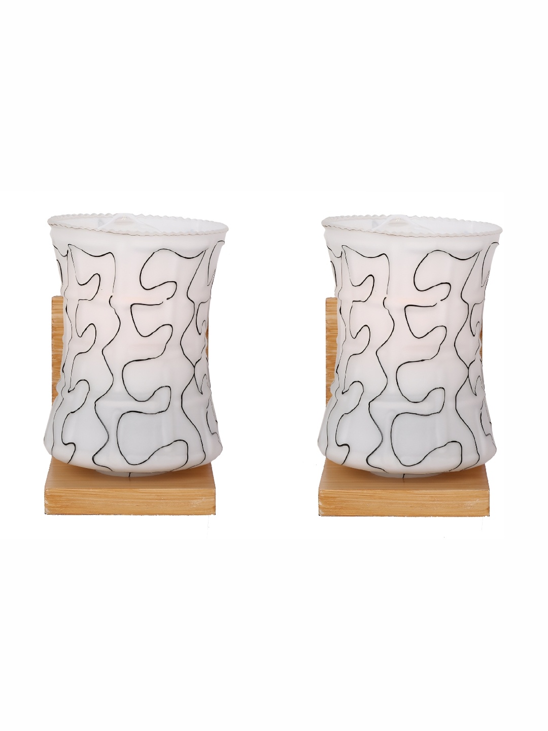 

Afast White & Black 2 Pieces Printed Contemporary Glass Wall Lamps, Brown