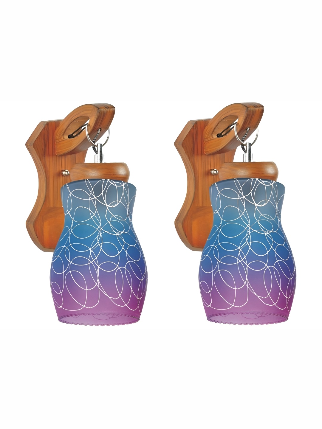 

Afast Blue & Purple 2 Pieces Colourblocked Abstract Shaped Glass Wall Lamps