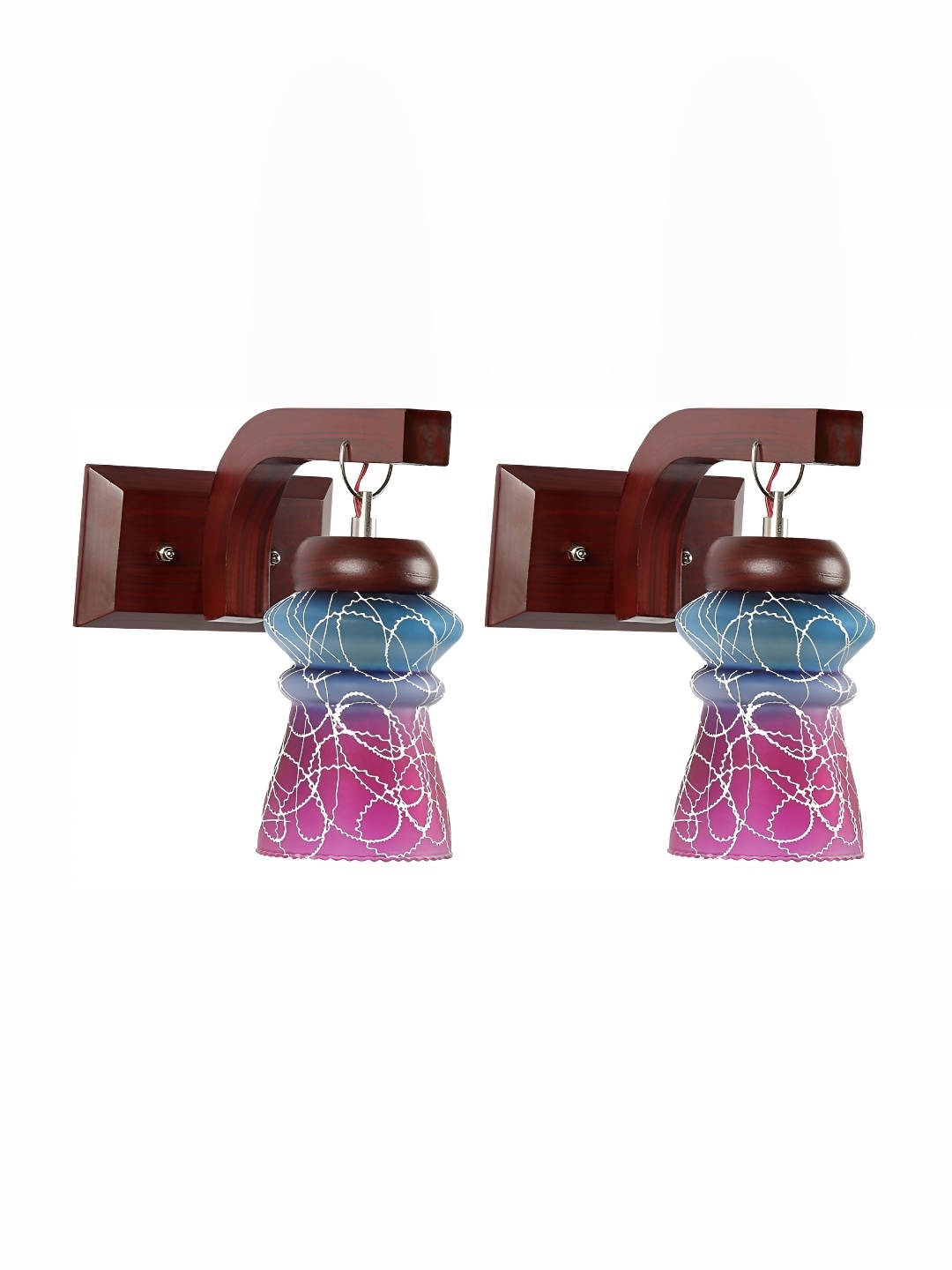 

Afast Purple & Blue 2 Pieces Printed Abstract Shaped Glass Wall Lamp