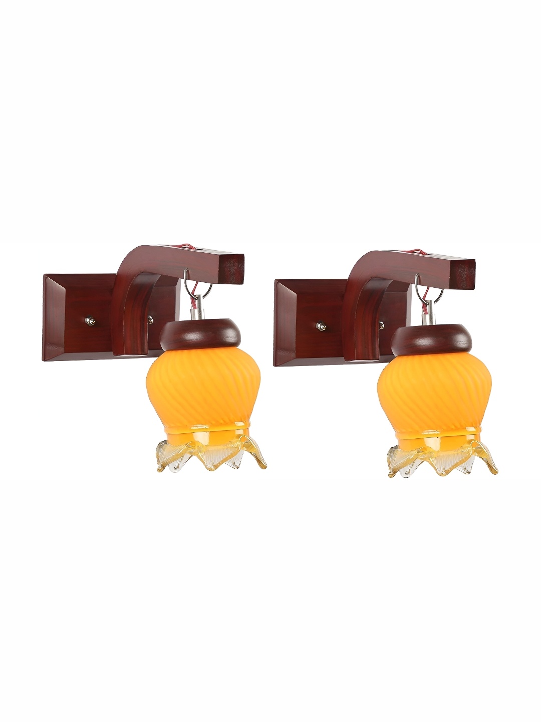 

Afast Yellow 2 Pcs Glass Textured Wall Lamps