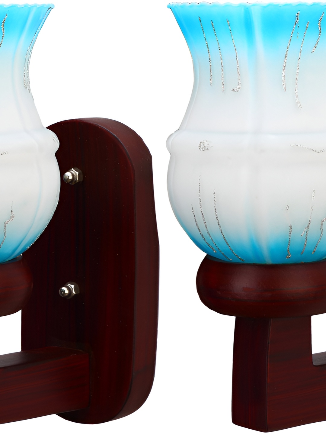 

Afast White & Blue 2 Pieces Printed Abstract Shaped Glass Wall Lamp