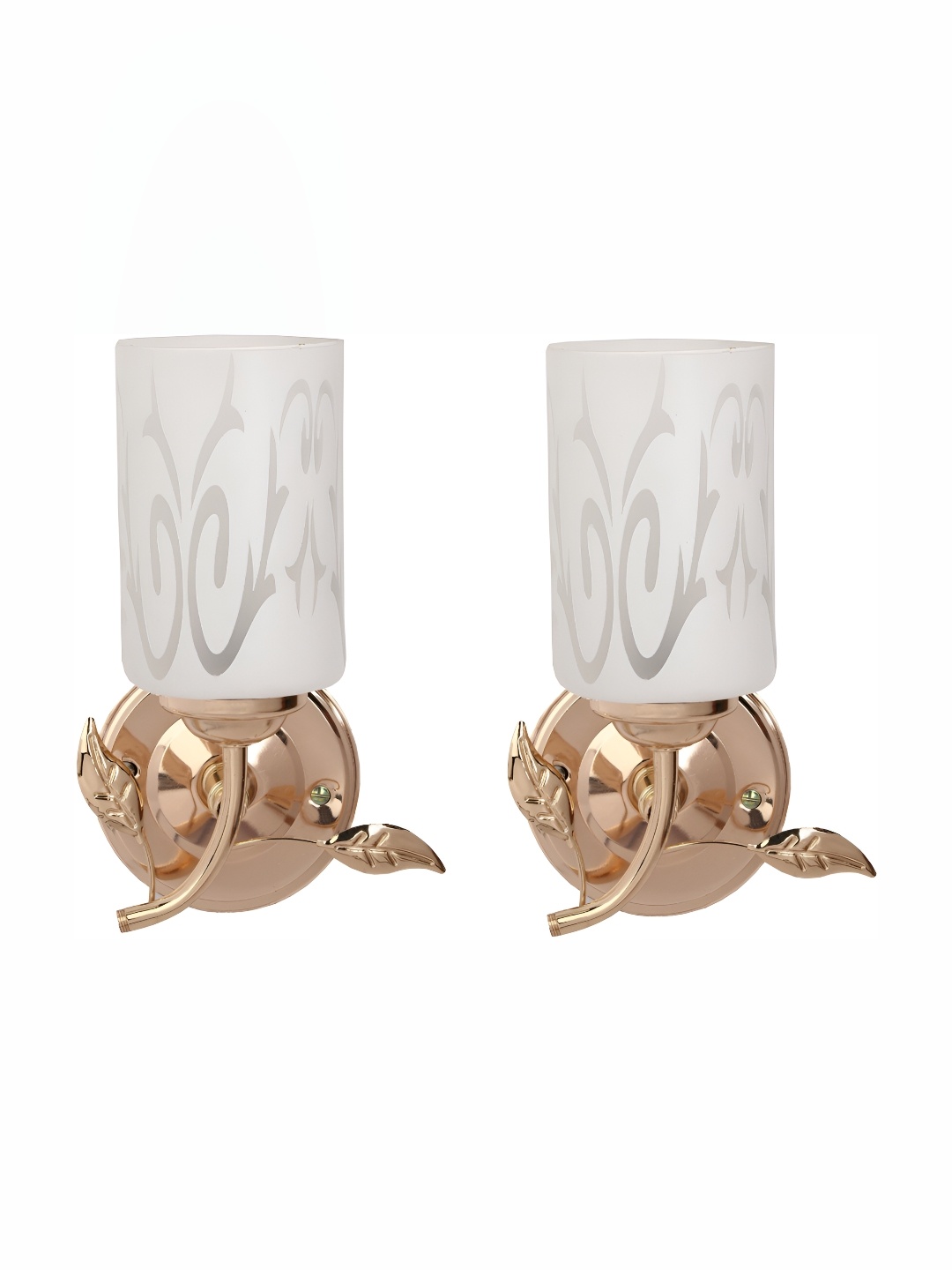

Afast White & Gold Toned Printed Metal Glass Wall Lamp