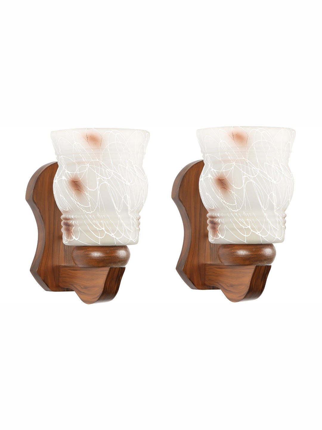 

Afast Brown & White 2 Pieces Printed Contemporary Glass Wall Lamps