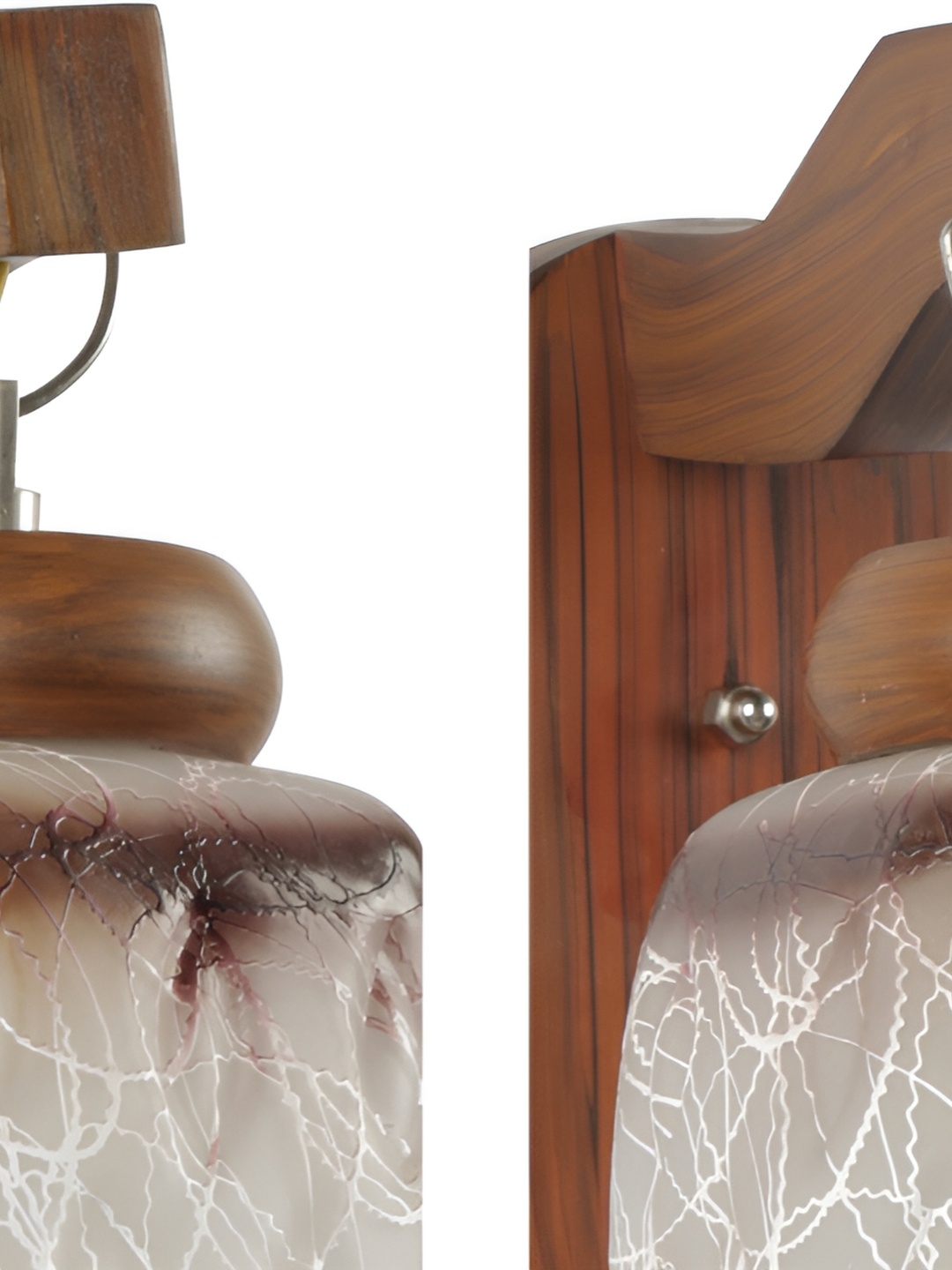 

Afast Grey & Brown 2 Pieces Printed Abstract Shaped Glass Wall Lamps