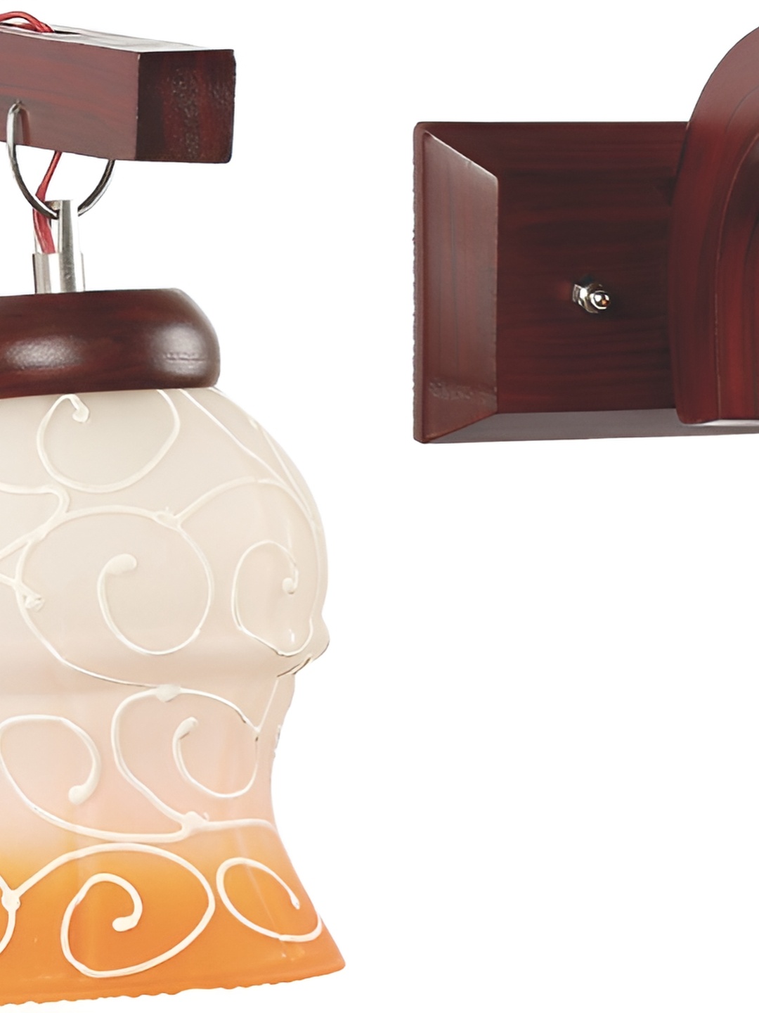 

Afast White & Yellow 2 Pieces Printed Bell Shaped Glass Wall Lamps