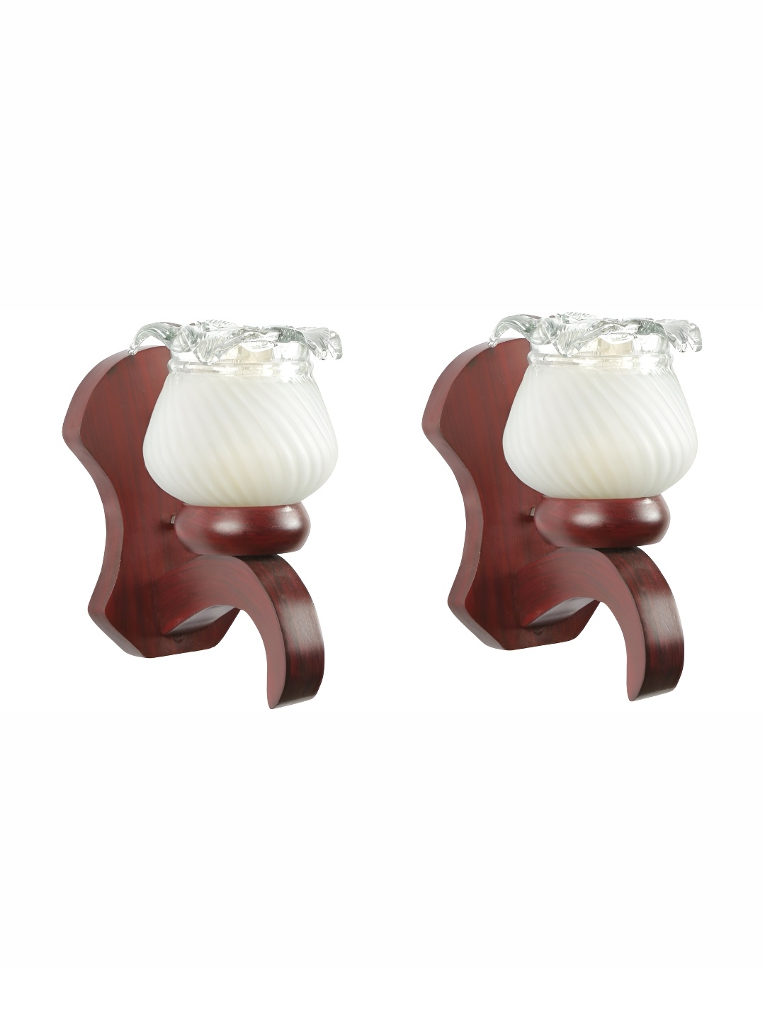 

Afast White & Brown 2 Pieces Textured Abstract Shaped Glass Wall Lamp