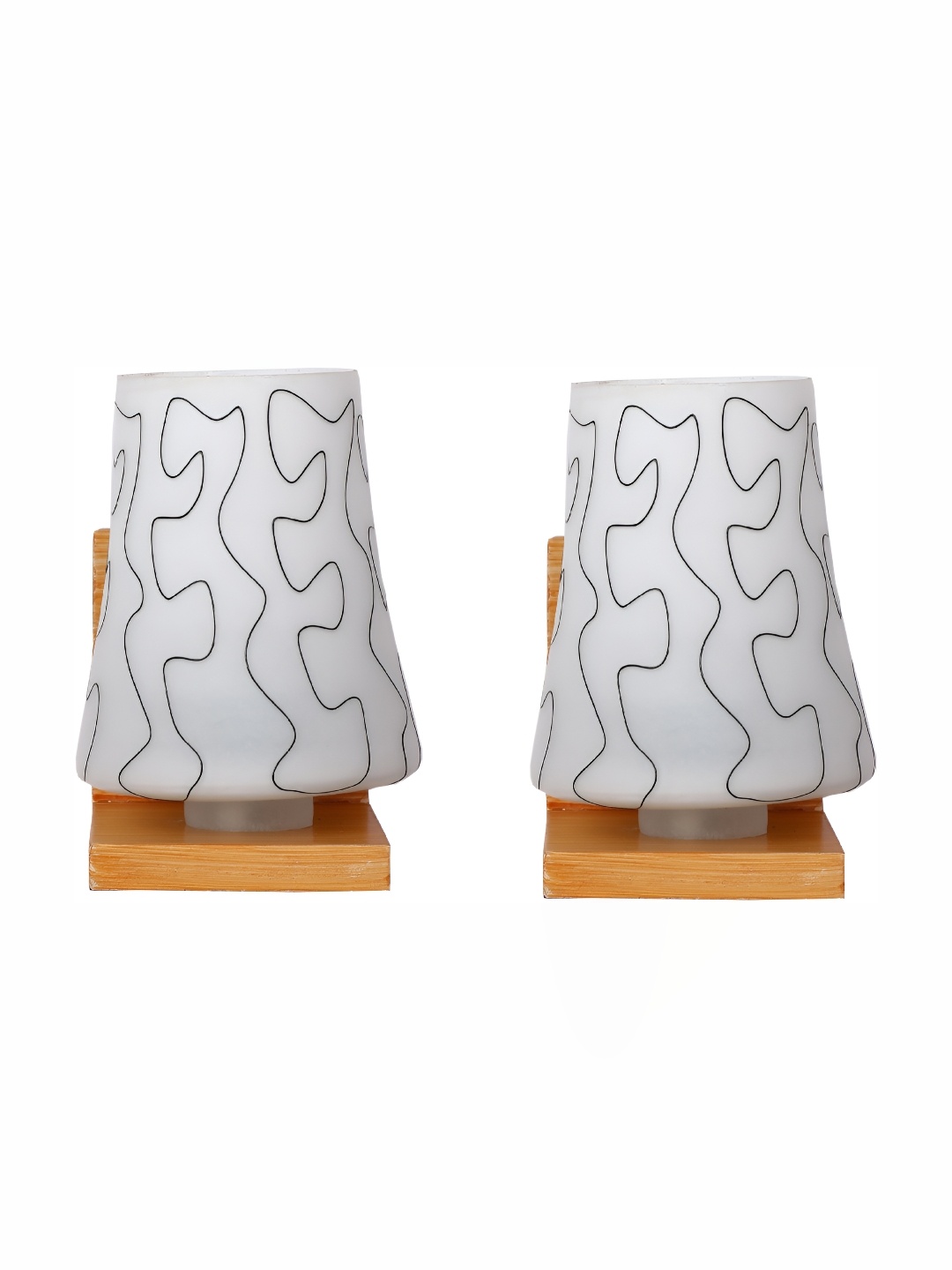 

Afast White & Black 2 Pieces Printed Abstract Shaped Glass Wall Lamps