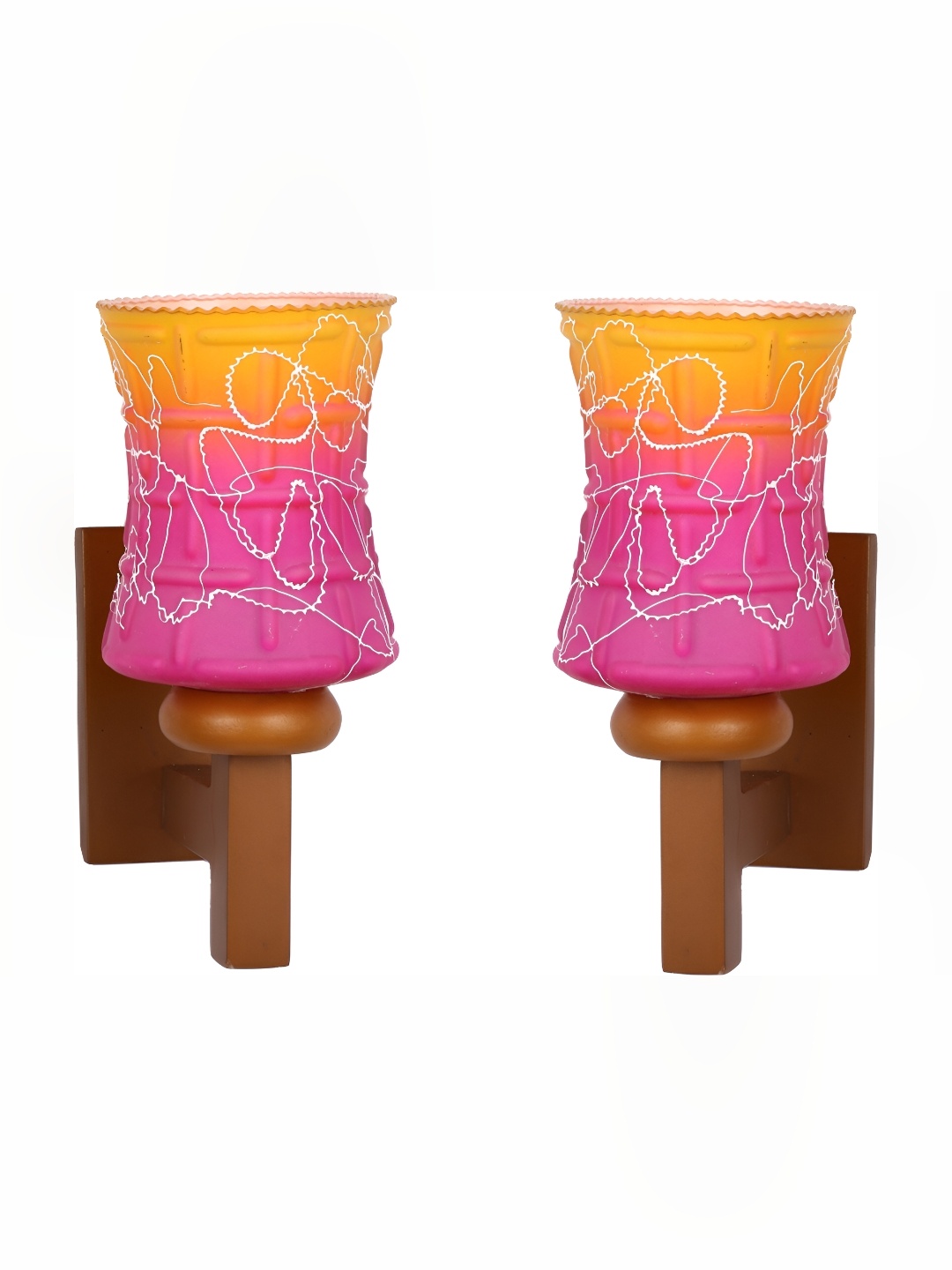 

Afast Orange & Pink 2 Pieces Textured Cylinder Glass Wall Lamp