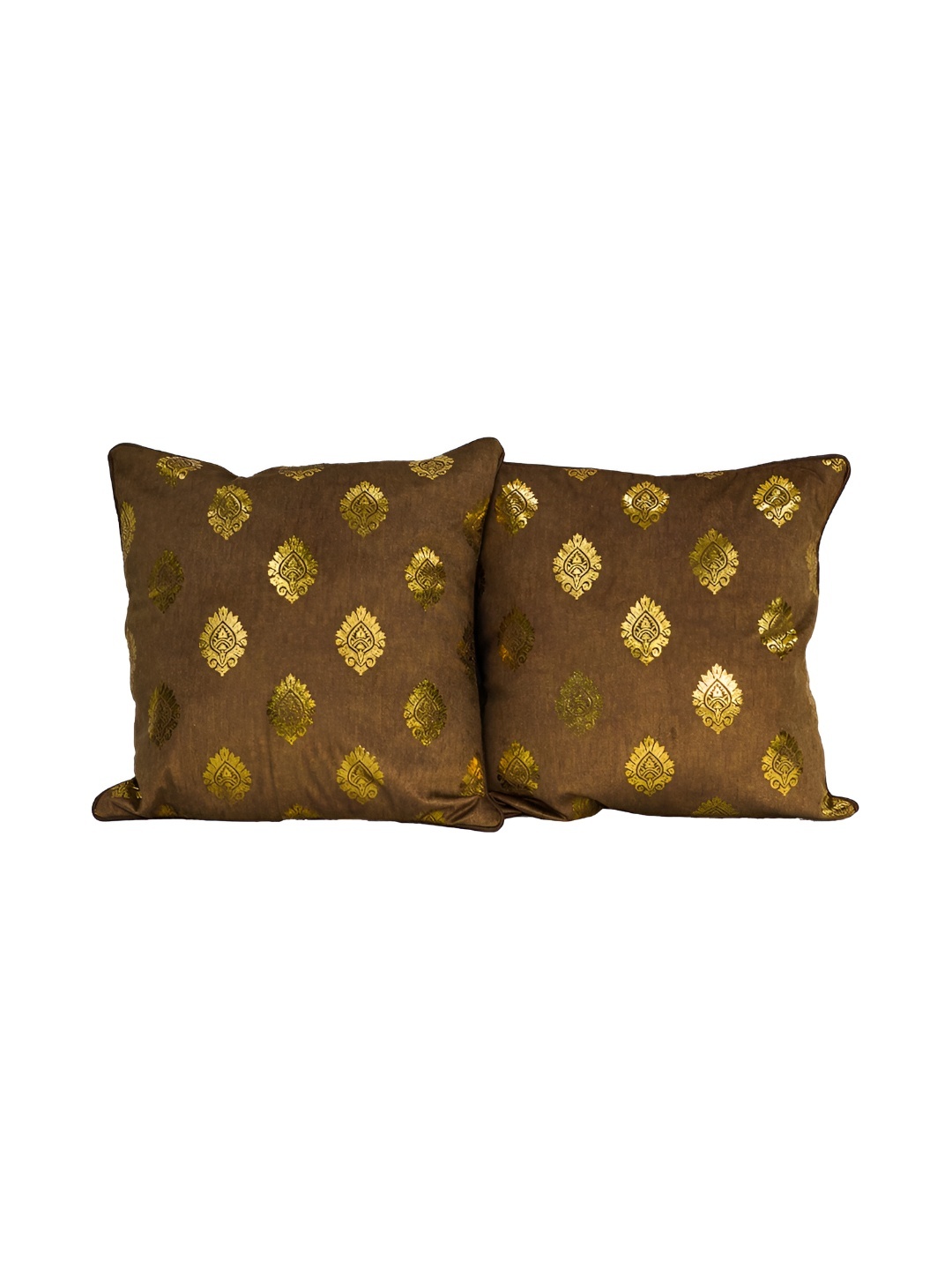 

CASA-NEST Coffee Brown Ethnic Motifs Velvet Square Cushion Cover