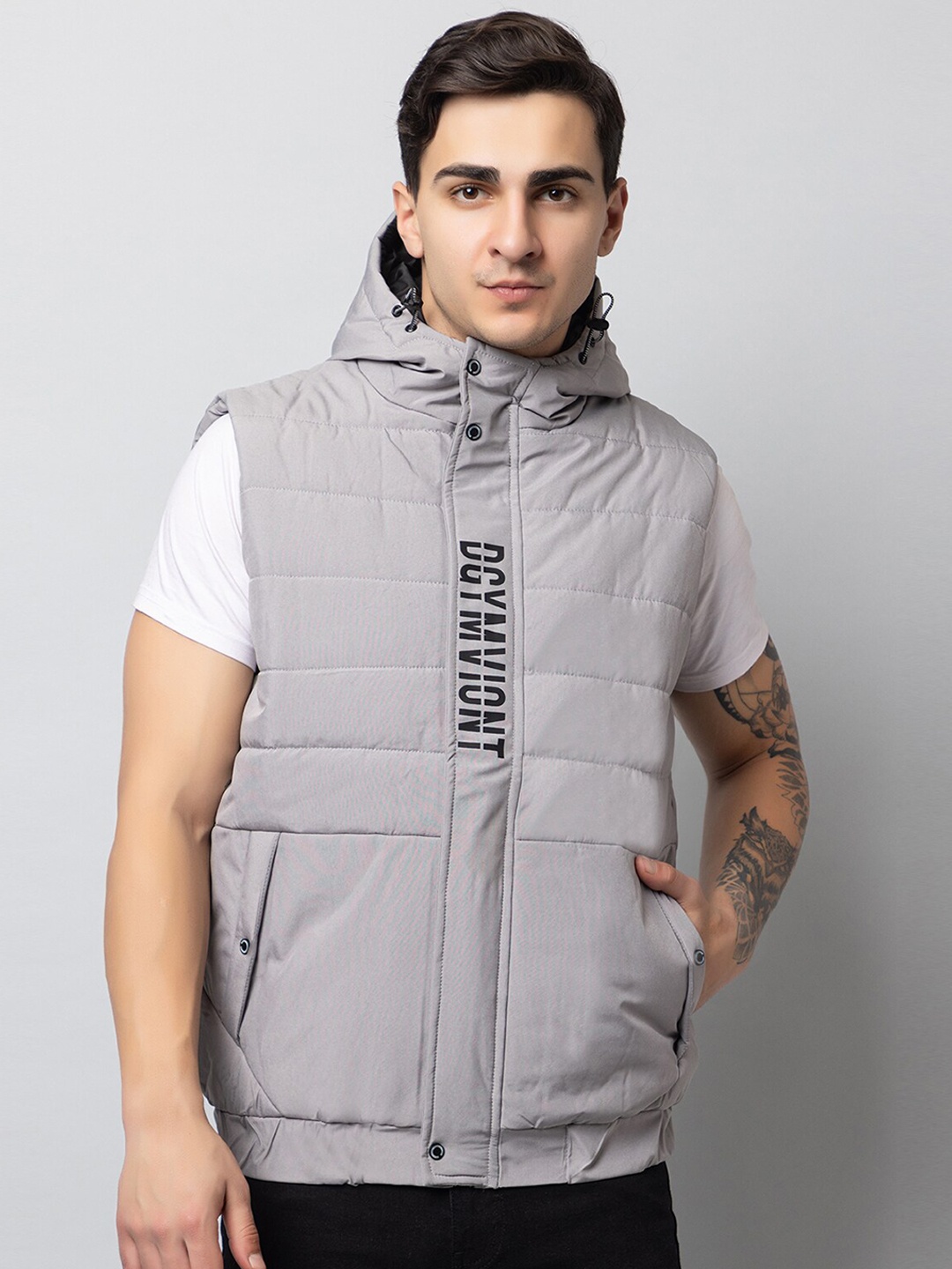 

Xohy Sleeveless Hood Cotton Lightweight Padded Jacket, Grey