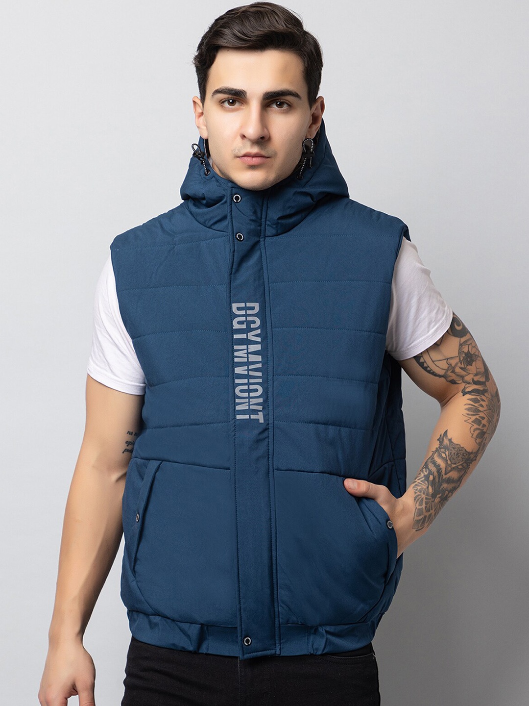 

Xohy Hooded Sleeveless Lightweight Cotton Padded Jacket, Blue