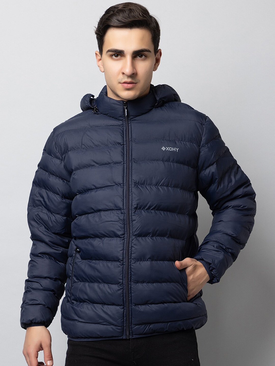 

Xohy Hooded Lightweight Puffer Jacket, Navy blue