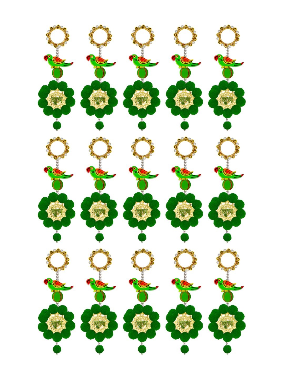 

iHandikart Green & Gold-Tone 15pcs Hanging Festive Decor