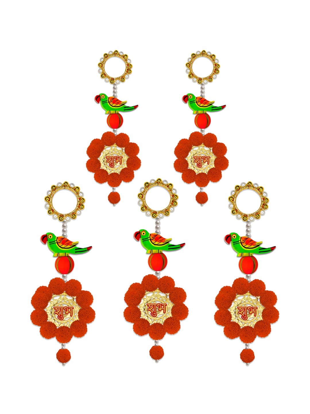 

iHandikart Red & Green 5 Pieces Hanging Festive Decor
