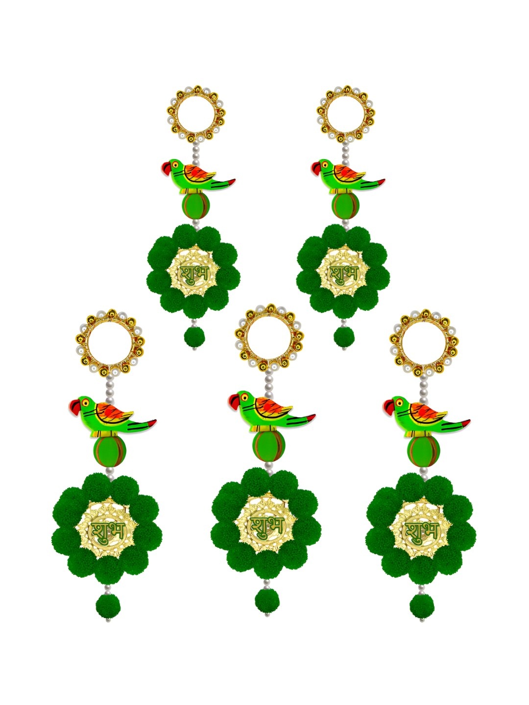 

iHandikart Green 5 Pieces Wall Hanging Artificial Festive Decor