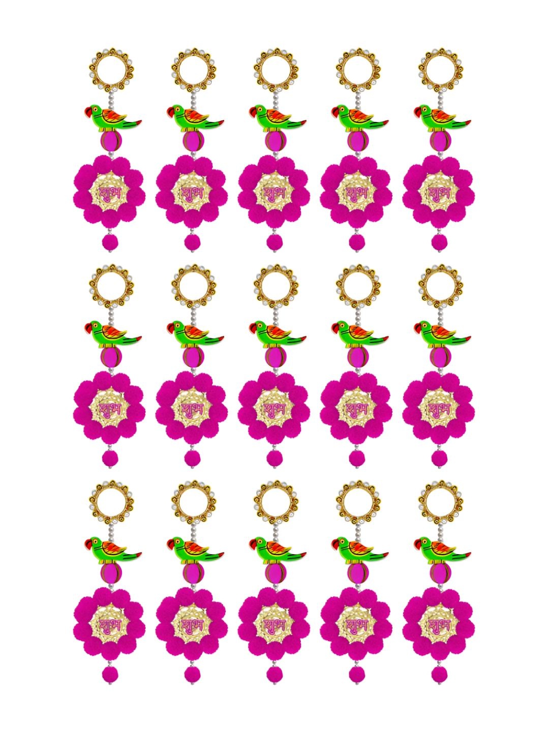 

iHandikart Pink & Green 15 Pieces Decorative Hangings Wall Decor