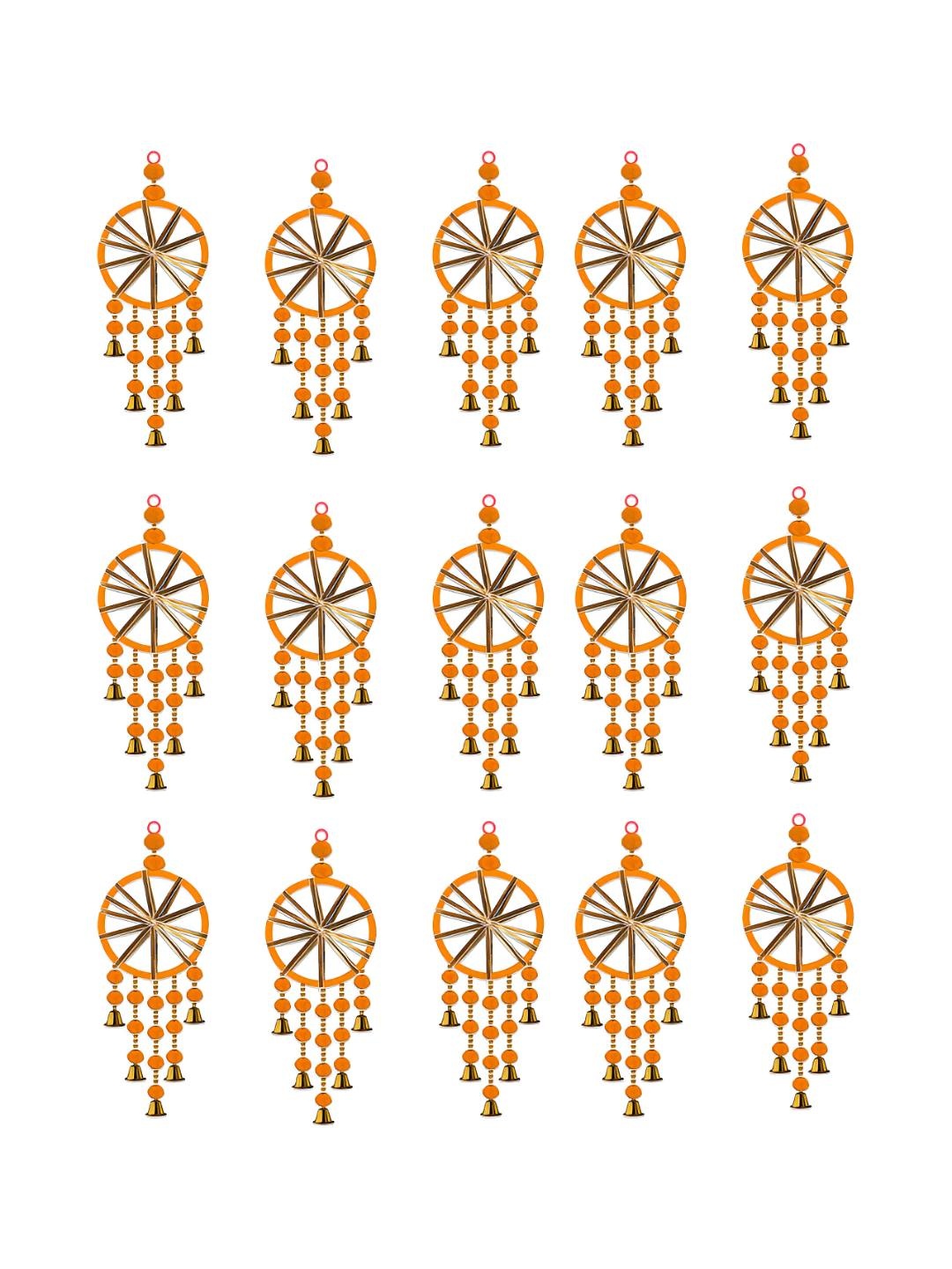 

iHandikart Orange 15 Pieces Woollen Ring Hangings Wall Decor